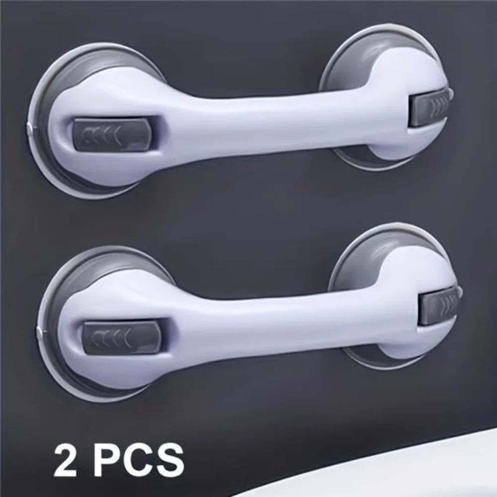 2pcs No Drill Suction Cup Bathroom Grab Bars - Adjustable Shower & Toilet